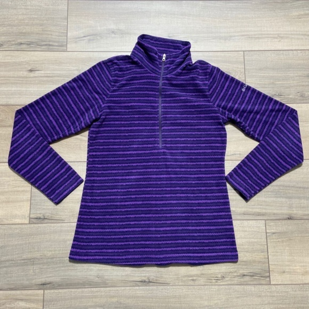 Columbia Women’s 1/2 Zip Fleece Pullover Jacket Size Small Purple Striped
